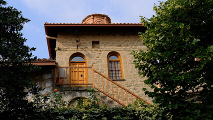 The Meteora St. Stephen Monastery architecture elementes view, Trikala, Thessaly, Greece
