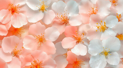 Abstract floral seamless pattern, Seamless pattern with colorful pattern of abstract flowers, painting on a light background. Cherry blossoms