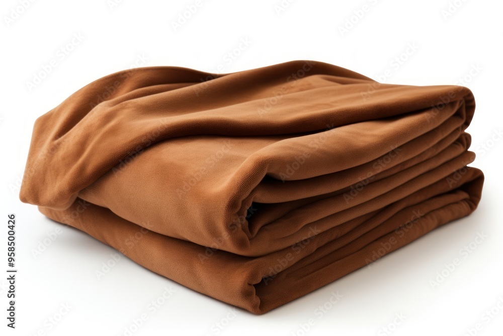 Sticker brown folded cloth blanket white background simplicity crumpled.