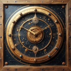 Fototapeta premium Antique Gold Clock Face with Ornate Details.