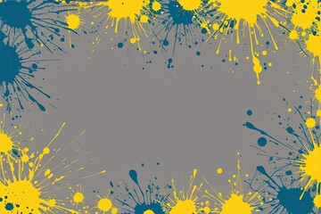 Vibrant Yellow Paint Splatter Art on Canvas Background