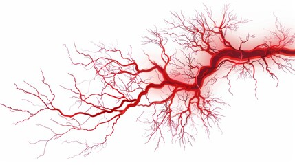 Red Lightning: "A natural, powerful red lightning bolt against a plain white background.