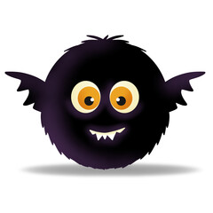 Halloween Spooky Furry Bat Halloween Monster Face Illustration 