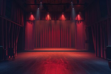 Empty cinema stage lighting chair entertainment.