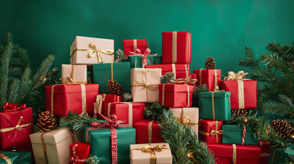 Christmas gifts boxes. Background New Year's gifts