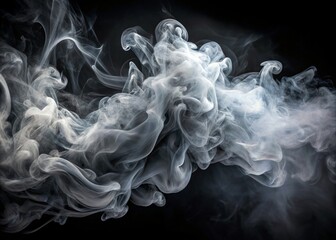 Gray smoke swirls around a dark canvas, its gentle tendrils weaving a textured tale of mystery and intrigue.