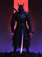 Naklejka premium Ultraviolet Susanoo Samurai: A Towering Giant