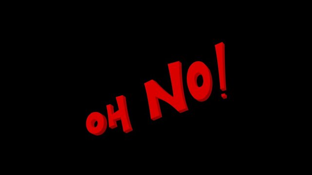 Oh no text animation on transparent background