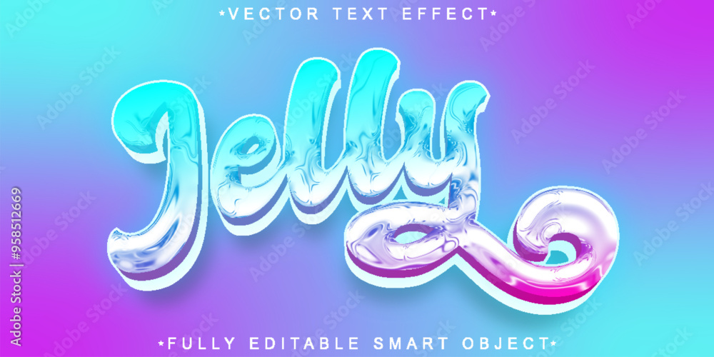 Poster shiny colorful sweet jelly vector fully editable smart object text effect