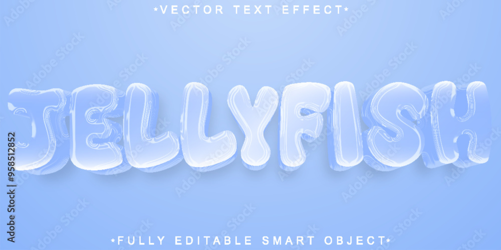 Poster jellyfish vector fully editable smart object text effect