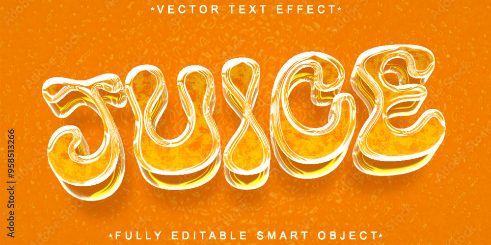 Poster orange juice vector fully editable smart object text effect