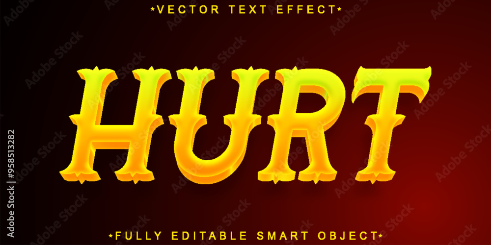 Poster hurt gold vector fully editable smart object text effect