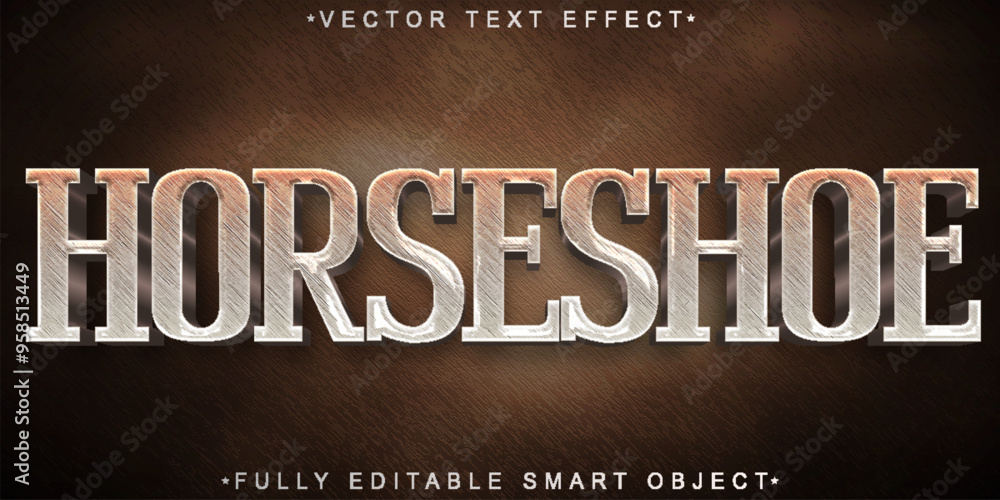 Poster cartoon horseshoe brown vector fully editable smart object text effect