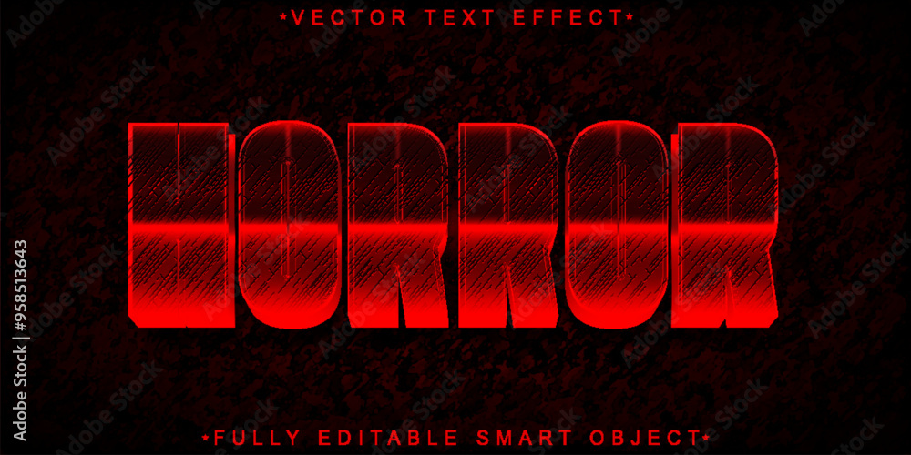 Poster red dark horror vector fully editable smart object text effect