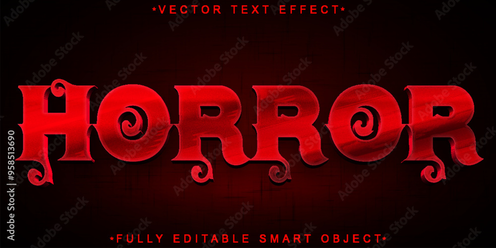 Poster red dark horror vector fully editable smart object text effect