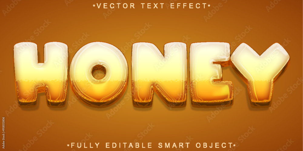 Poster fluid cartoon honey vector fully editable smart object text effect