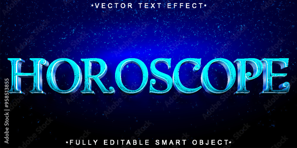 Poster blue shiny glitter horoscope vector fully editable smart object text effect