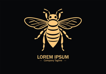 Honey bee vector style logo icon isolated on black background