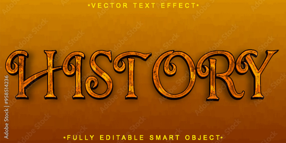 Poster golden histroy vector fully editable smart object text effect