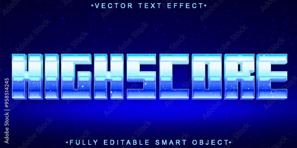 Poster highscore pixel game arcade vector fully editable smart object text effect