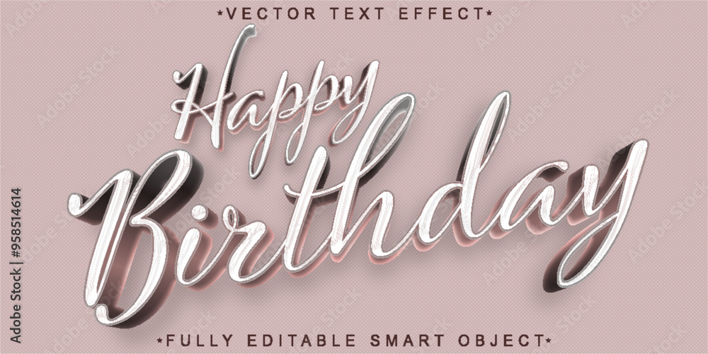 Poster happy birthday vector fully editable smart object text effect