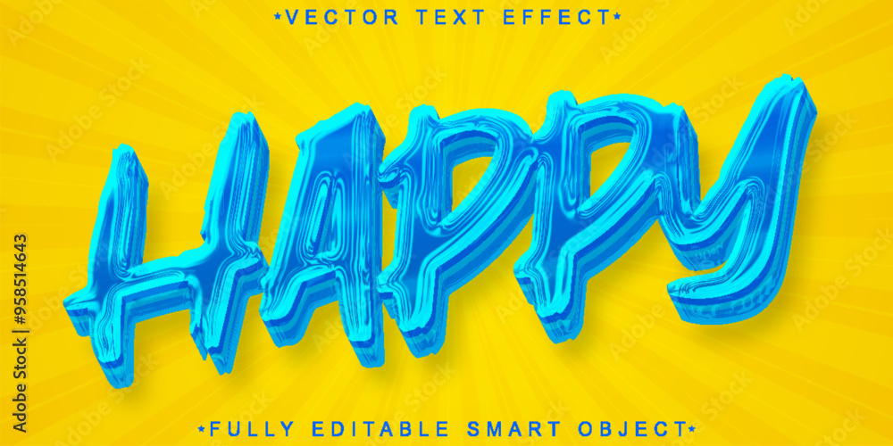 Poster happy vector fully editable smart object text effect