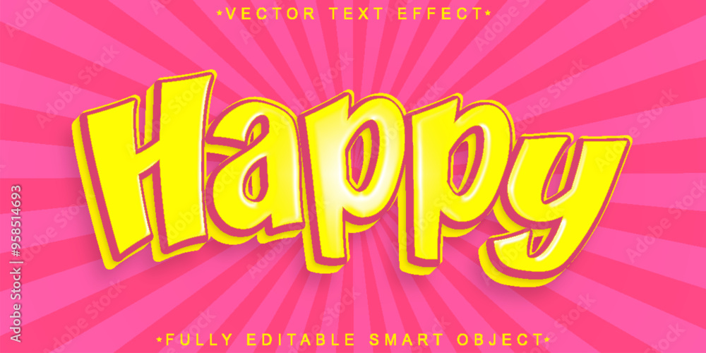 Poster Happy  Vector Fully Editable Smart Object Text Effect