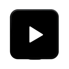 Black Button with a Play Icon in the Center Isolated on a Transparent Background
