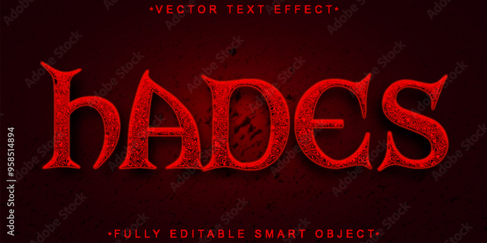 Poster red black dark hades vector fully editable smart object text effect