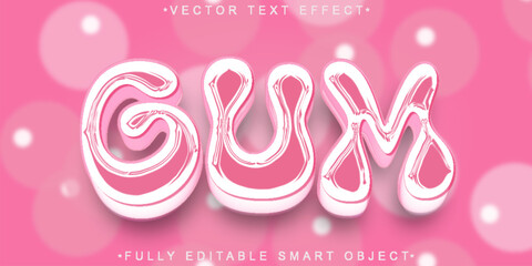 Cartoon Pink Gum Vector Fully Editable Smart Object Text Effect