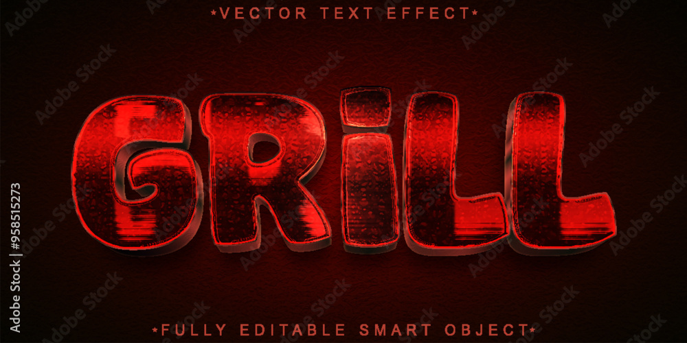 Aufkleber bbq grill vector fully editable smart object text effect