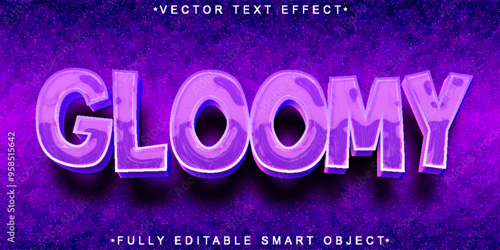 Poster gloomy purple vector fully editable smart object text effect