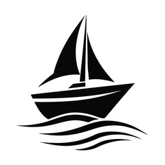 Trendy Logo of Sailboat Icon Silhouette Vector Design