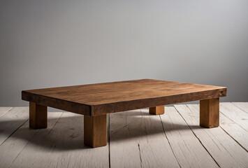 Simple wooden platform with soft shadows for product presentation