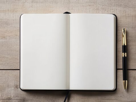 Blank page in a notebook with a pen, ready for writing a new chapter