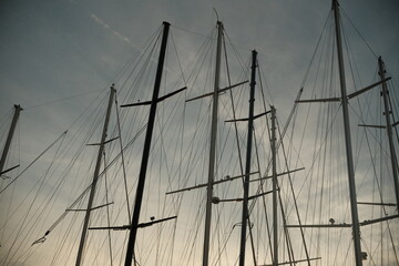 ship mast against blue sky