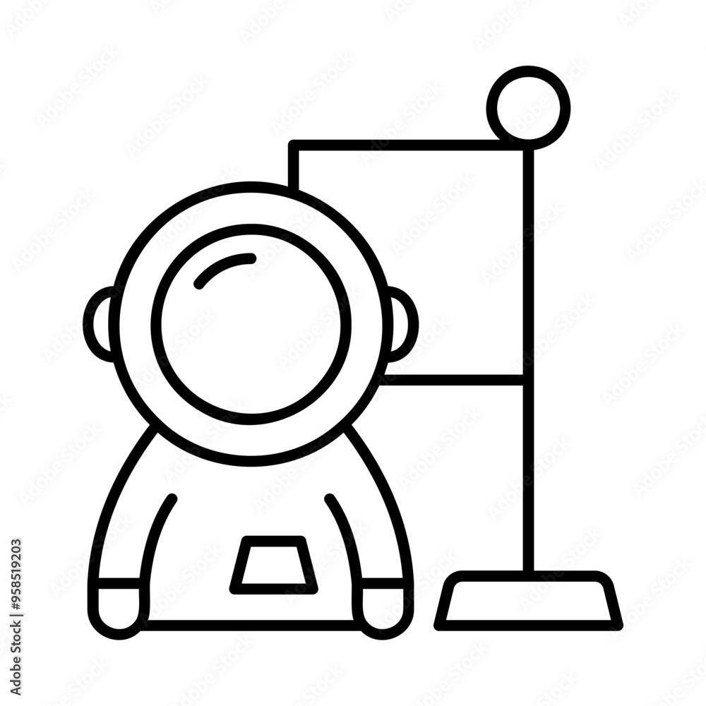 Sticker astronaut and flag