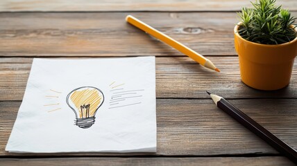 Creative business plan sketch on a napkin, concept of spontaneous business ideas