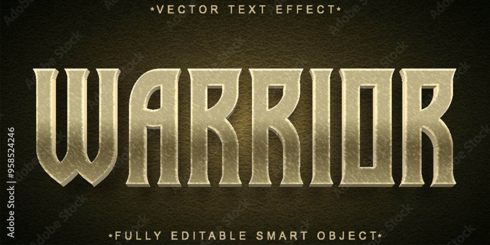 Poster warrior vector fully editable smart object text effect