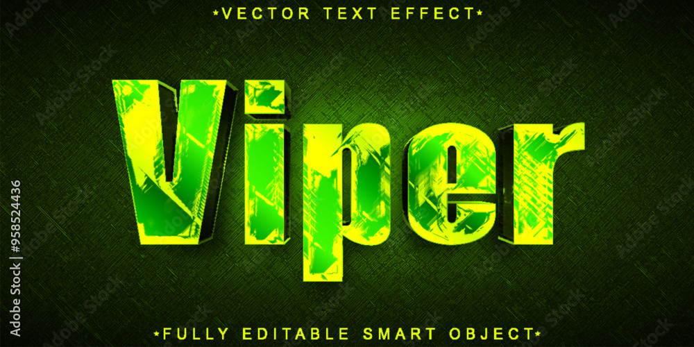 Poster shiny green viper poison vector fully editable smart object text effect