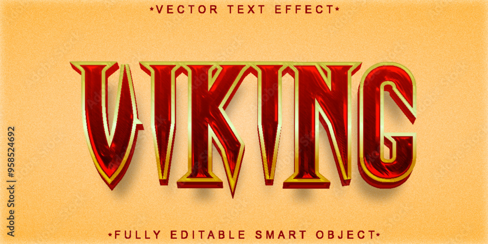Poster red viking vector fully editable smart object text effect