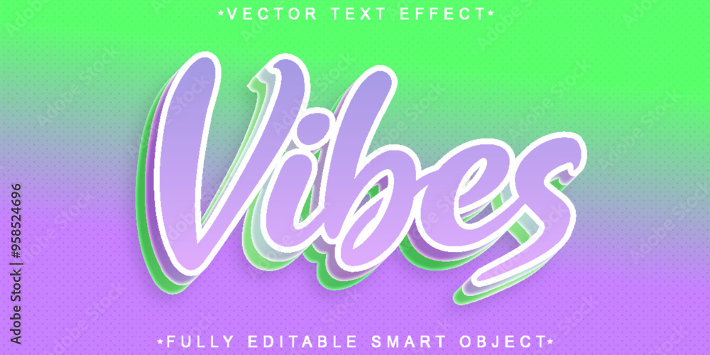 Poster vibe vector fully editable smart object text effect