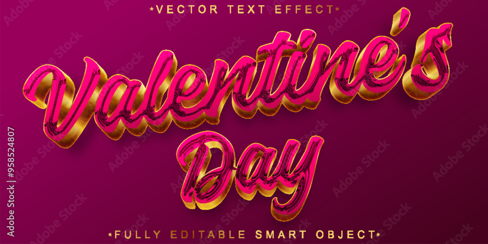 Aufkleber pink valentine vector fully editable smart object text effect