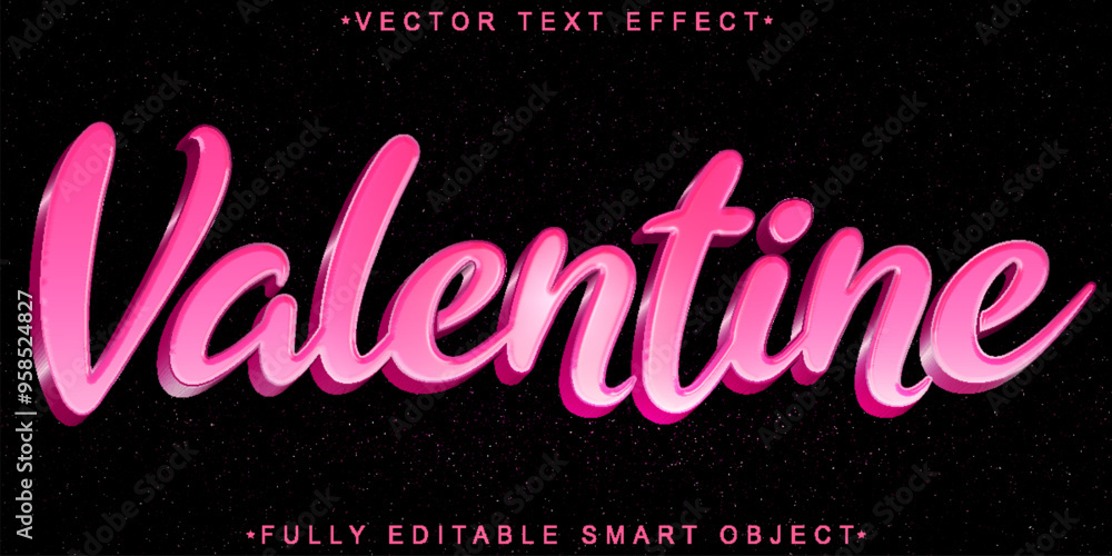 Poster pink valentine vector fully editable smart object text effect