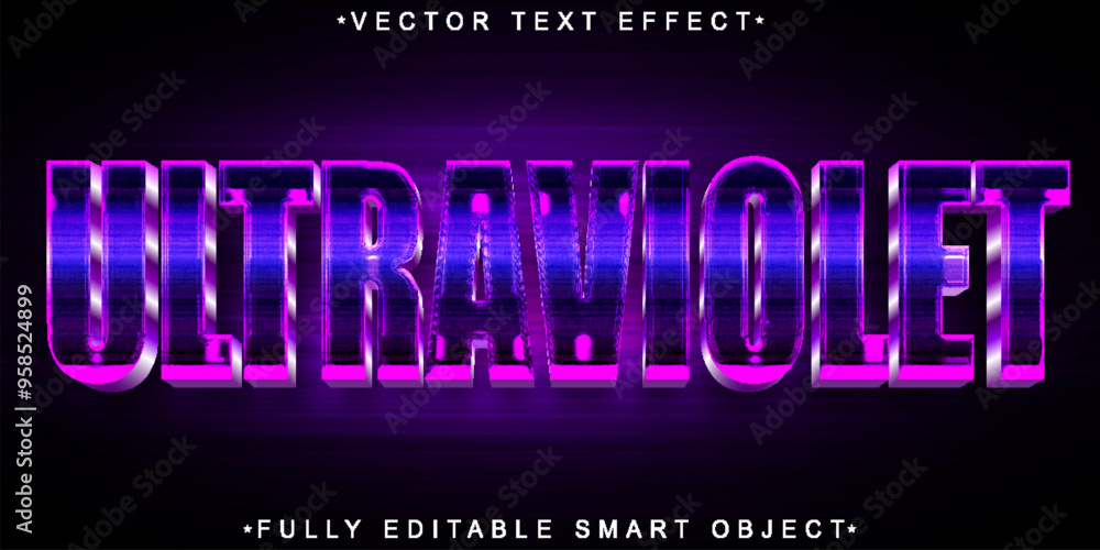 Poster purple ultraviolet vector fully editable smart object text effect