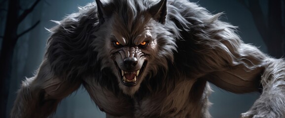 a bewitching werewolf with an enchanting sheen becomes the focal point of a haunting long exposure photograph. The subject of this captivating image is a werewolf, portrayed as lustrous and radiant