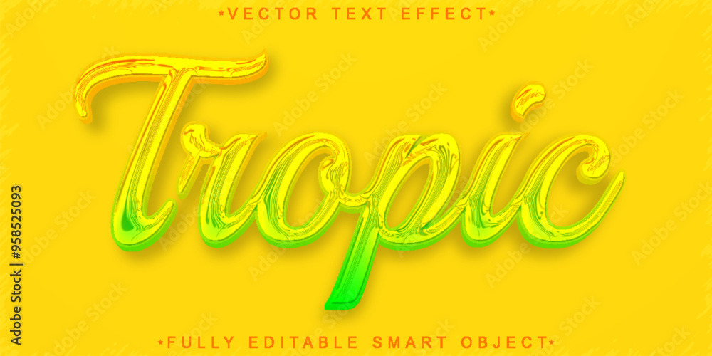 Poster cartoon tropic vector fully editable smart object text effect