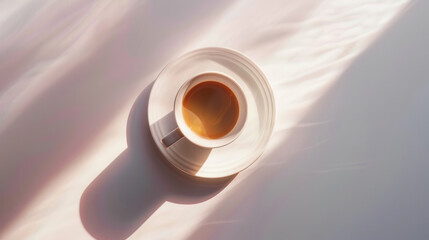 Minimalist espresso cup in soft morning light.