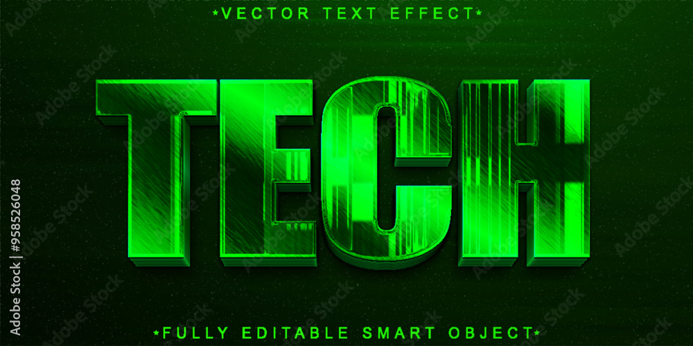 Aufkleber shiny tech vector fully editable smart object text effect