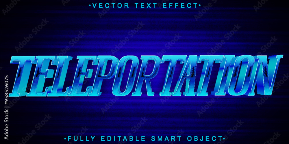 Poster blue teleportation vector fully editable smart object text effect